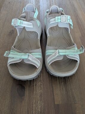 Keen Neutral Gray Sport Sandals with Subtle Mint Accents